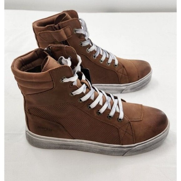 Iron Jias Retro Leather Motorcycle Boots XZ006 Brown Mens EU 42 US 8.5 - Picture 1 of 11